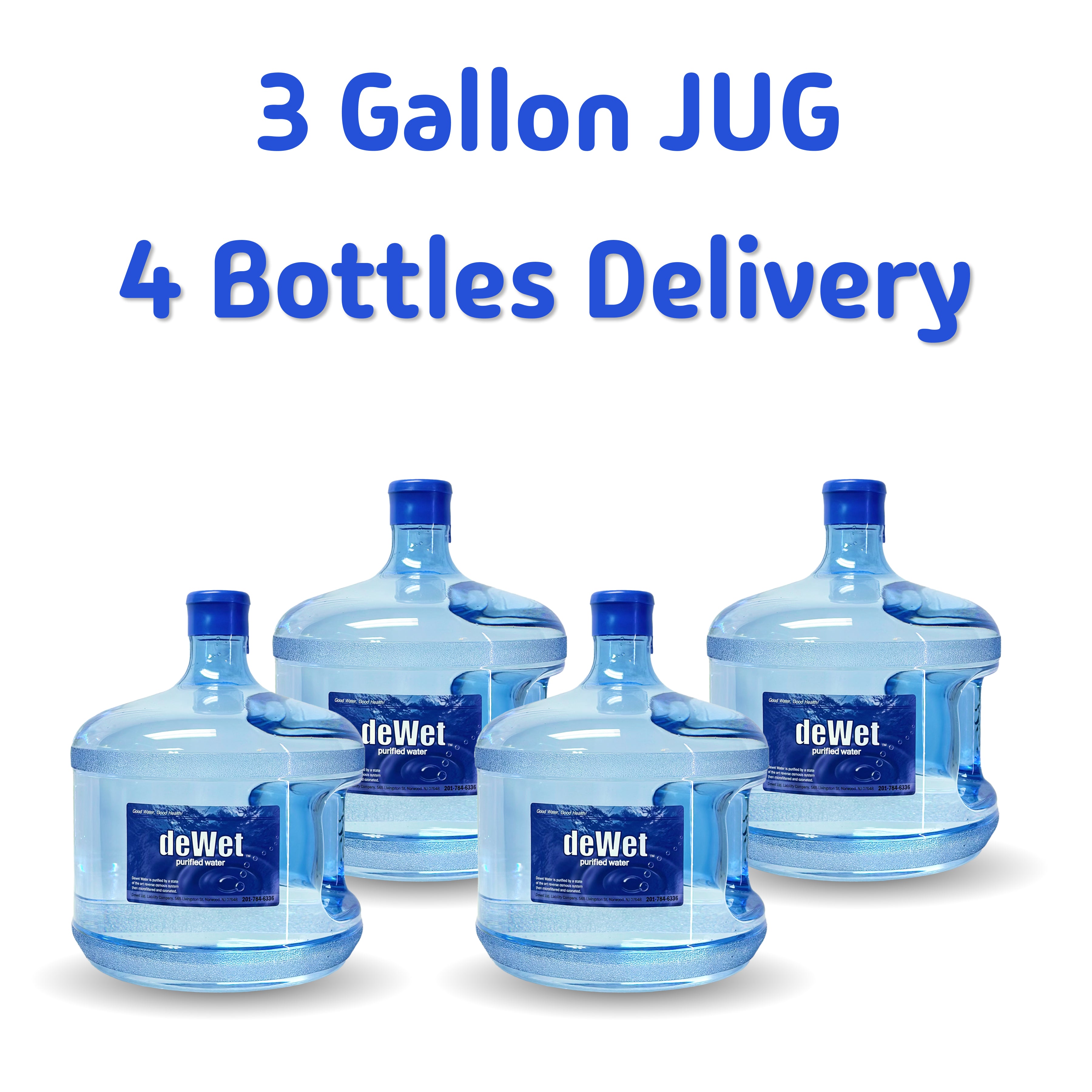 4 Bottles of 3 Gallon Jug - Water and Delivery Included
