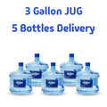 5 Bottles of 3 Gallon Jug - Water and Delivery Included