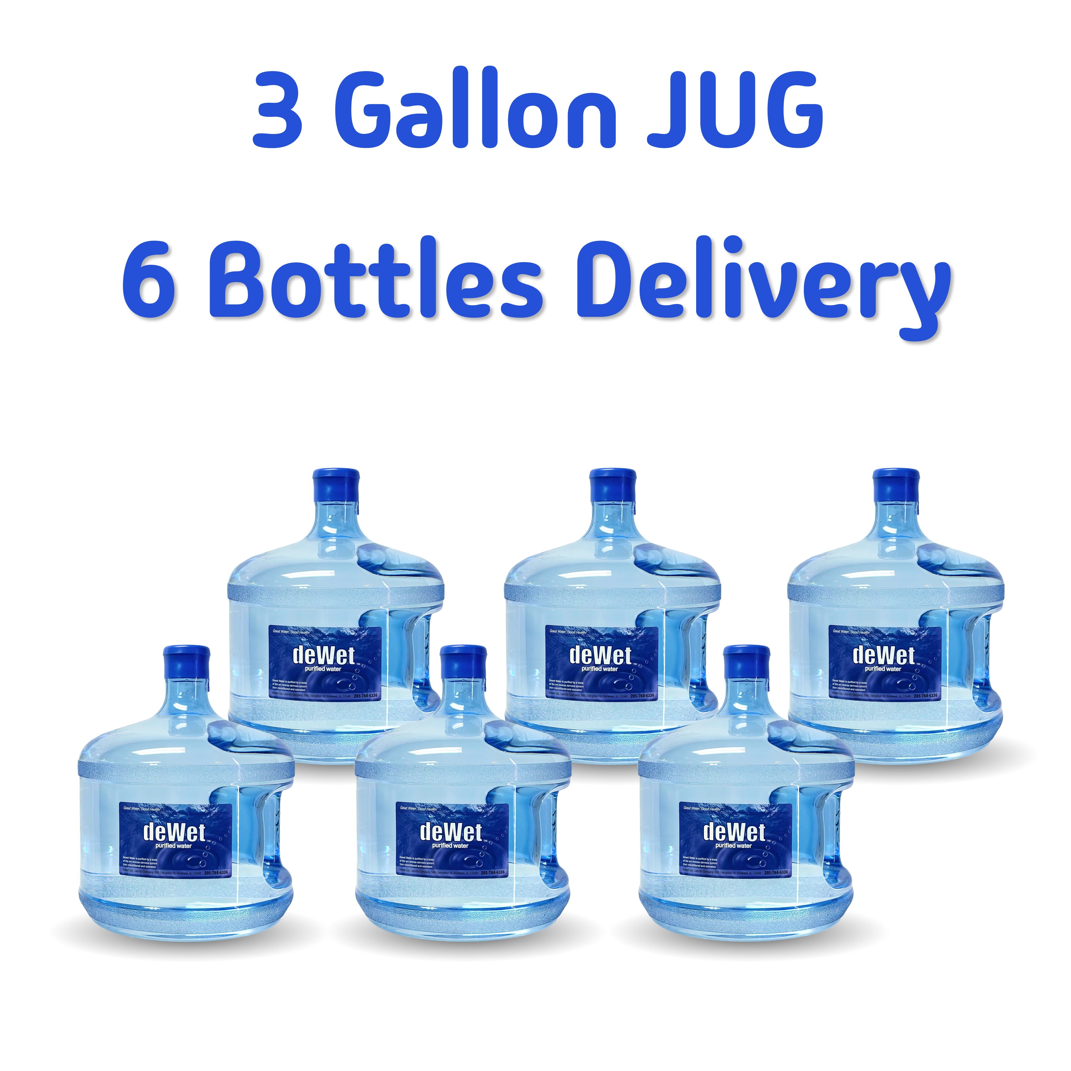 6 Bottles of 3 Gallon Jug - Water and Delivery Included